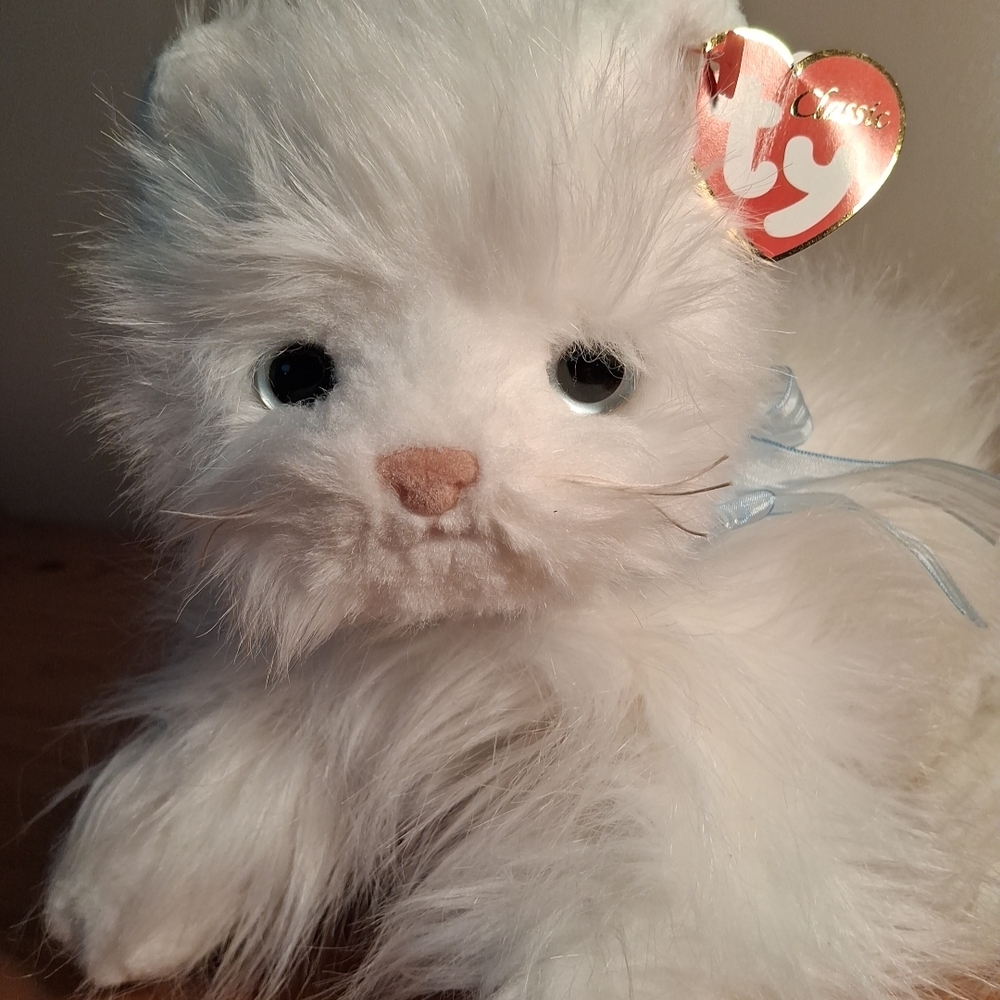 Ty Classic "Sugar" the Cat 20" Plush Stuffed Animal Toy Blue Bow